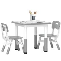 Aiyaplay - 3 Pcs Height Adjustable Kids Table And Chair Set For Playroom Grey