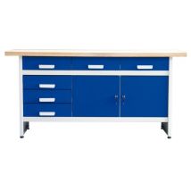 U.FA – Banco da lavoro WB6 – 6 cassetti, 2 porte – Legno di faggio 40mm, Acciaio – Piedini regolabili