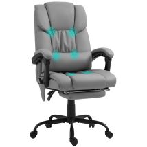 Vinsetto - Silla De Oficina Con Masaje Vibratorio De 6 Puntos Respaldo Alto Reclinable Altura Ajustable Reposapiés Y Mando A Distancia Gris