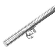 Main courante inox – 120 cm – 2 supports – Acier inoxydable poli – Tube et barre métallique