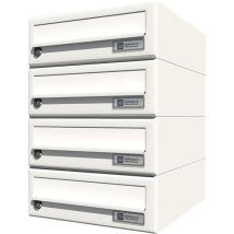 Ju - Hausbrieffachanlage 4-teilig, 300 X 440 X 380 Mm, Stahl Weiß Ral 9016