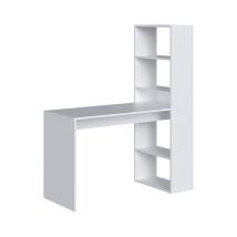 Schreibtisch Denton, Wendeschreibtisch Mit Bücherregal Mit 5 Böden, Studier- Oder Bürotisch Für Pc-buchhalter, Cm 120x53h144, Weiß
