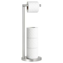 Freestanding Toilet Roll Holder Stand For Bathroom, Stainless Steel Toilet Paper Storage Dispenser With Brushed Finish, Modern And Practical Spare 