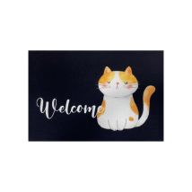 Alfombra De Entrada Bienvenida Gato Antracita 40x60cm - Vica
