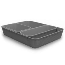Plasticos Tatay - Tatay Set Di 4 Organizer (1 Unità Slim + 1 Unità A6 + 1 Unità A5 + 1 Unità A4) Baobab, Polipropilene, Senza Bpa, Grigio