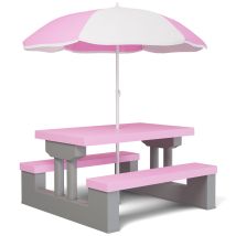 Spielwerk Set Di Sedute Per Bambini Con Tavolo E Ombrellone Giochi All'aperto Per Bambini In Giardino Rosa Grau (de)
