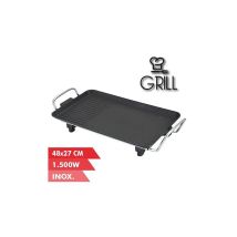 Buck - Muvip Elektrische Griddle 1500w - 2 Zonen Glatt Und Grill - Antihaftplatte - Cool Touch Griffe - Abnehmbarer Thermostat - Oberfläche 48x27cm