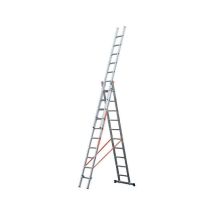 Trade Shop - Transformable Dreifachleiter 3 Elemente Aus Aluminium Mit Verlängerung Oder Bockmodul - 3 X 11 Schritte