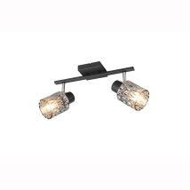 Deckenlampe Deckenleuchte Wohnzimmerlampe Schwarz Matt Glas Rauchfarben H 21 Cm