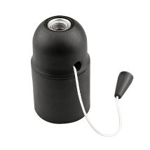 Portalamparas Roscado Liso Con Tirador E27 Negro