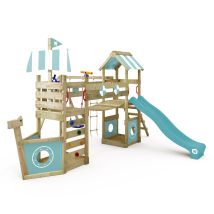 Juego De Jardin De Madera Wickey Stormflyer Con Columpio Y Areneros En Azul Cielo