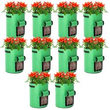 Swanew Pflanzsack Pflanztasche Kartoffel Tomaten Erdnüsse Vliesstoff Atmungsaktiv Pflanzbeutel Gemüse Beutel 10 Stück 10 Gallone Grün