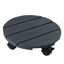 Support De Pot Roulant - Nature - Composite - Diametre 30 Cm - Anthracite