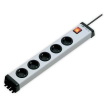 Ehmann - 100001 Universal Steckdosenleiste 5-fach Plus, Silber-schwarz