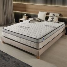 Naturalex - Colchón 140x190 Cm - Visco-carbono - Colchón Híbrido De Muelles Ensacados, Viscoelástica Hr, Látex Azul, Equilibrado, Reversible, Grosor 