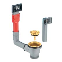 Lira - Cesto Colador Ahorrador De Espacio Con Orificio De 60 Mm Y Rebosadero Rectangular Oro Brillante