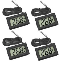 Mini Digital Lcd Temperature Thermometer With Temperature Probe Sensor Tester For Refrigerators, Freezers, Aquariums (4 X Black)
