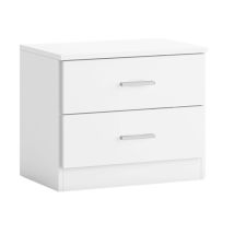 Venditadimobilionline - Mesita De Noche Couple 2 Cajones Mesilla Noche Dormitorio Habiatción Matrimonio Color Blanco Mate 50x42x33 Cm
