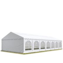 Toolport Festzelt Partyzelt 6x14 M Premium, Hochwertige Pvc Plane 750 N In Weiß 100% Wasserdicht Mit Bodenrahmen