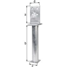 Base para poste en T 130x500x80x90mm – Acero crudo – Galvanizado en caliente