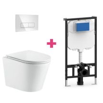 AQUORE Hänge-WC Turin Komplett-Set – Weiß – Keramik – Rimless – Soft-Close – 7 Jahre Garantie