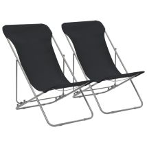 Minkurow - Folding Beach Chairs 2 Pcs Steel And Oxford Fabric Black Vidaxl