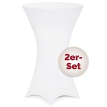Detex 2x Housses De Table De Bar Bistrot Ronde Nappe Mange Debout Protection Table De Cocktail Tissu Stretch Set De 2 Blanc, Ø60