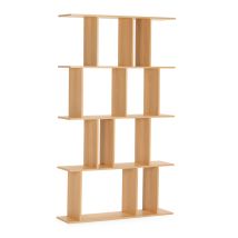 VS VENTA-STOCK – Libreria Niko 8 scomparti effetto Rovere – Stile Japandi, Melaminico, Capacità 5 kg per ripiano – Arredo casa