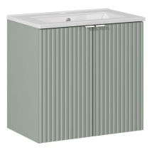Meuble Vasque À Encastrer 60 Cm - A Portes - Vert Roseau - Livraison Gratuite