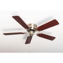 Pepeo – Kisa Deluxe Ceiling Fan – Antique Brass Housing – Reversible Blades in Rosewood & Dark Walnut – 220-240V – 44W – 202 RPM