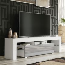 Olivia Furniture - Aria Tv Unit 160cm - White With Grey Gloss Doors