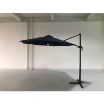 Yakoe - Roma 3m Garden Patio Parasol Outdoor Umbrella With Led Lights And Cross Base Dark Blue