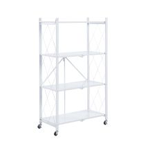 Scaffale Metallico Pieghevole Catter House Kim 122 71,5x36x122,5 Cm Colore Bianco Con Ruote E 4 Ripiani Supporta Fino A 160 Kg