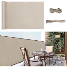 Balkon Sichtschutz Blickdicht Pes Balkonverkleidung Windschutz Ohne Bohren, Mit Nylon Kabelbinder Und Kordel, Patentierte Reißfeste Ösen, Wetterfest, 
