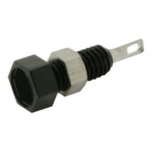 2mm Bananenstecker Schwarz – Zentralkontakt aus versilberter Kupferlegierung – Isolierkörper aus Polyamid – Max. Leistung 6A/230V