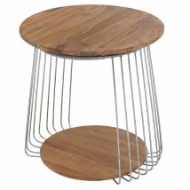MCA Couchtisch HHG-398, Beistelltisch Kaffeetisch Loungetisch, Metall MDF rund Ø 50cm braun