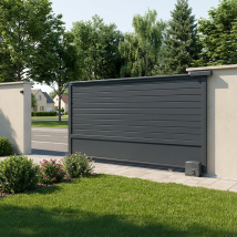 Intersun - Portail Coulissant Motorisé Mixte L 3000 X H 1906 Mm (gris Anthracite Structuré Ral7016st)