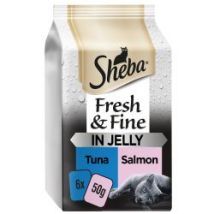 Sheba - Fresh & Fine Wet Cat Food Pouches Tuna & Salmon In Jel - 748303