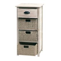 Cómoda Hhg 645 Con Cestas, Mueble Cajonera, Madera 83x40x29cm, Natural, Cestas Marrón Claro