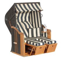 Sunny Smart - Sunnysmart Garten-strandkorb Rustikal 250 Plus 2-sitzer Anthrazit/beige Mit Kissen