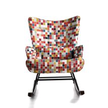 Mosaik-stoffschaukelstuhl Aus Canvas - Robuste Metallkonstruktion - Eleganz Und Komfort