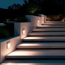 Baliza Exterior Led Superficie Pared Cuadrado Edulis 2700k Blanco Blanco Cálido