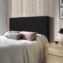 Testiera Di Tessuto Oslo 150x100 Cm, Antracite, Gambe Di Legno, Kit Montaggio Incluso