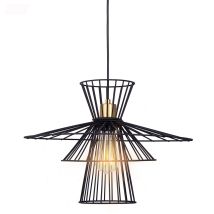 Lampada A Sospensione Griglia Nera Per Sala Da Pranzo Lampada Da Soffitto Retrò Gabbia A Sospensione, Filo Metallico, 1x Presa E27, Dxh 45x150 Cm