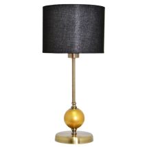 Lámpara de sobremesa elegante en cuero y oro – Altura 51 cm – Diámetro pantalla 22 cm – Portalámparas E27