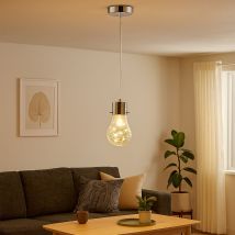 Suspension Ampoule Vintage Lampe Salon Suspension Ampoule Décorative E14, Treillis Métallique, H 150 Cm Wofi 600301010150