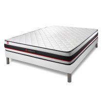 SOMNESS Matratzen- und Lattenrost-Set 180x200 cm – 19 cm Dicke – 14 cm Höhe – 12 Latten aus Pappelholz – 100% Polyester Bezug