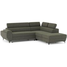 Canapé D'Angle Gauche Convertible - 3 Places - Java - Tissu Vert Foret - Tetieres Et Coffre - 262 X 235 X 96 Cm - Conforteam