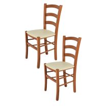 Tommychairs - Set 2 Chaises Venice Pour Cuisine, Bar Et Salle À Manger, Robuste Structure En Bois De Hêtre Peindré En Couleur Cerisier Et Assise 