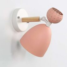 Vtizikl Applique Led Macaron Rose Pour Enfants Avec Lumière 3-8 M² Lampe De Chevet En Fer En Bois